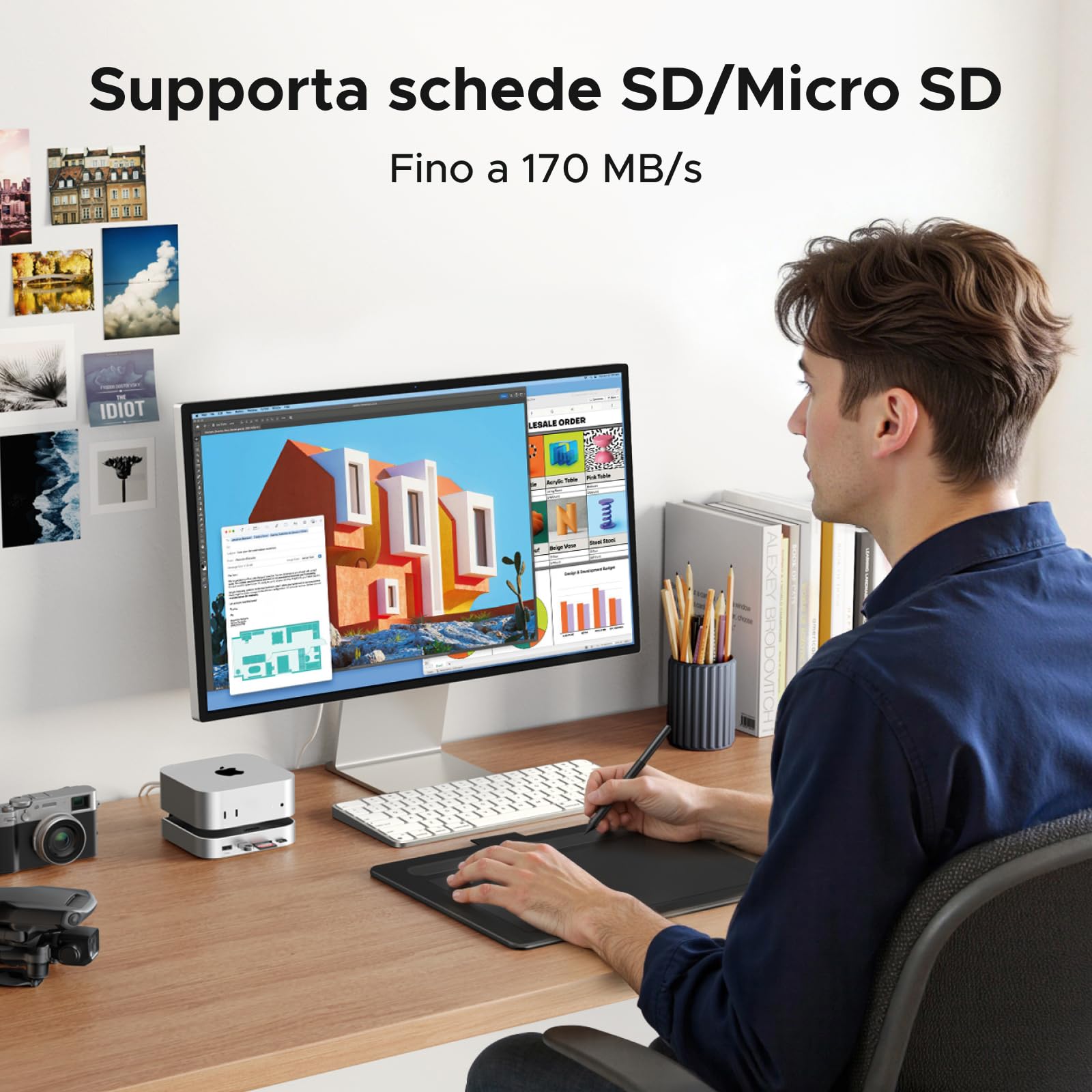 UGREEN Docking Station Hub USB C e Supporto per Mac Mini M4 e M4 Pro | 10 in 2, con Boîtier M.2 NVME SSD, DisplayPort 4K 240Hz 144Hz, 5 Porte USB 4A1C 10Gbps, Lettore di Schede SD TF, 3.5mm Aux