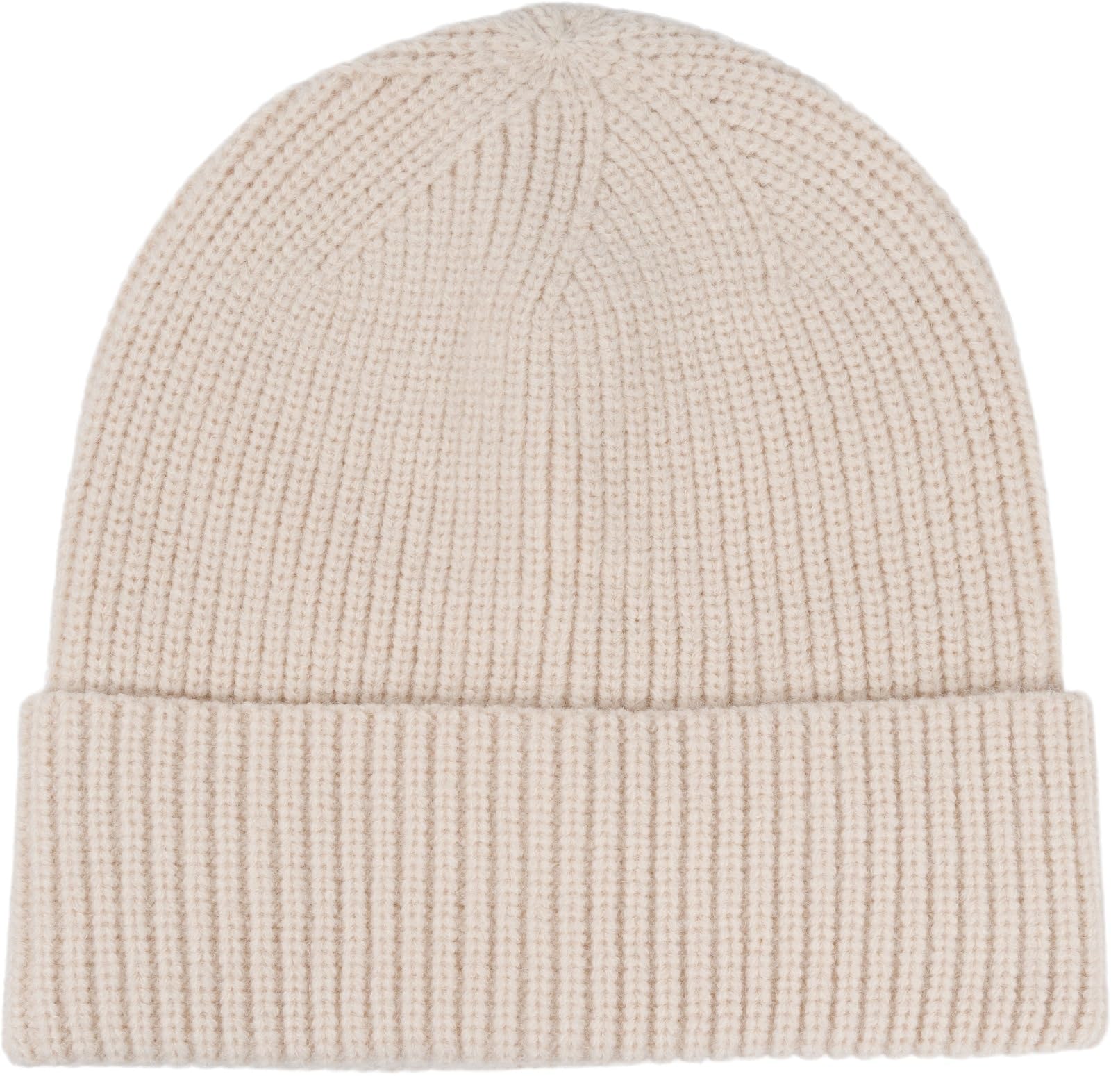 styleBREAKER Unisex Fine Knit Beanie Hat with Brim, Warm Winter Knitted Cap, Solid Color, Ribbed Knit Pattern 04024154, Colour:Beige
