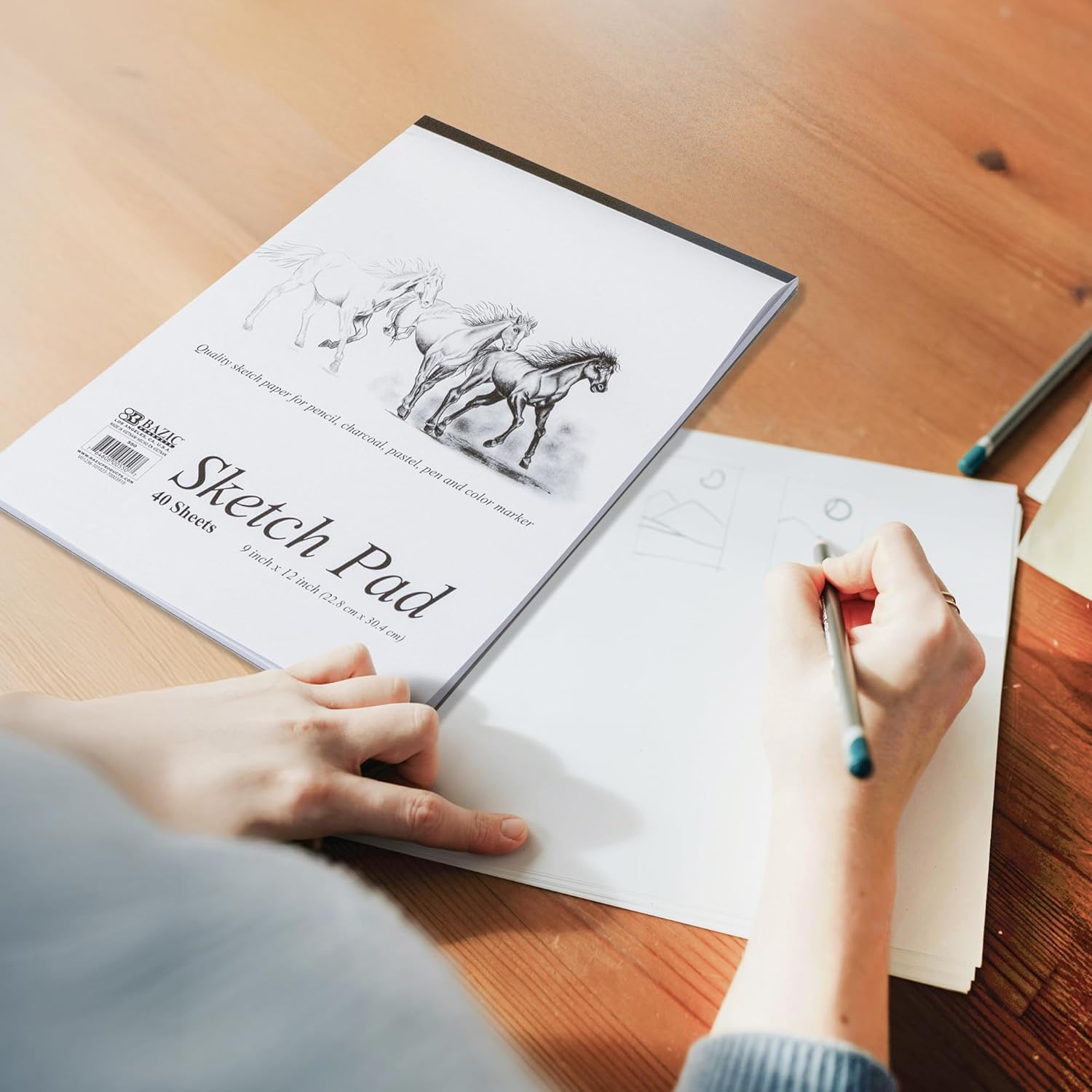 BAZIC Products Sketch Pad 40 Sheet 9" X 12", White Sketchbook Drawing Pads, Sketching Paper Coloring Book for Artist Beginner Classroom, 48-Pack