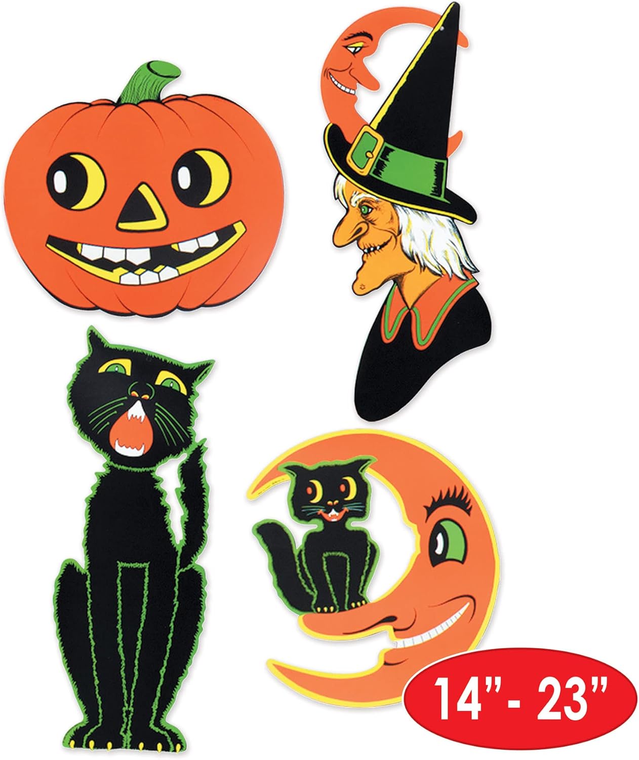 Beistle 8 Piece Retro Vintage Paper Halloween Decoration Cut Outs - Image 2
