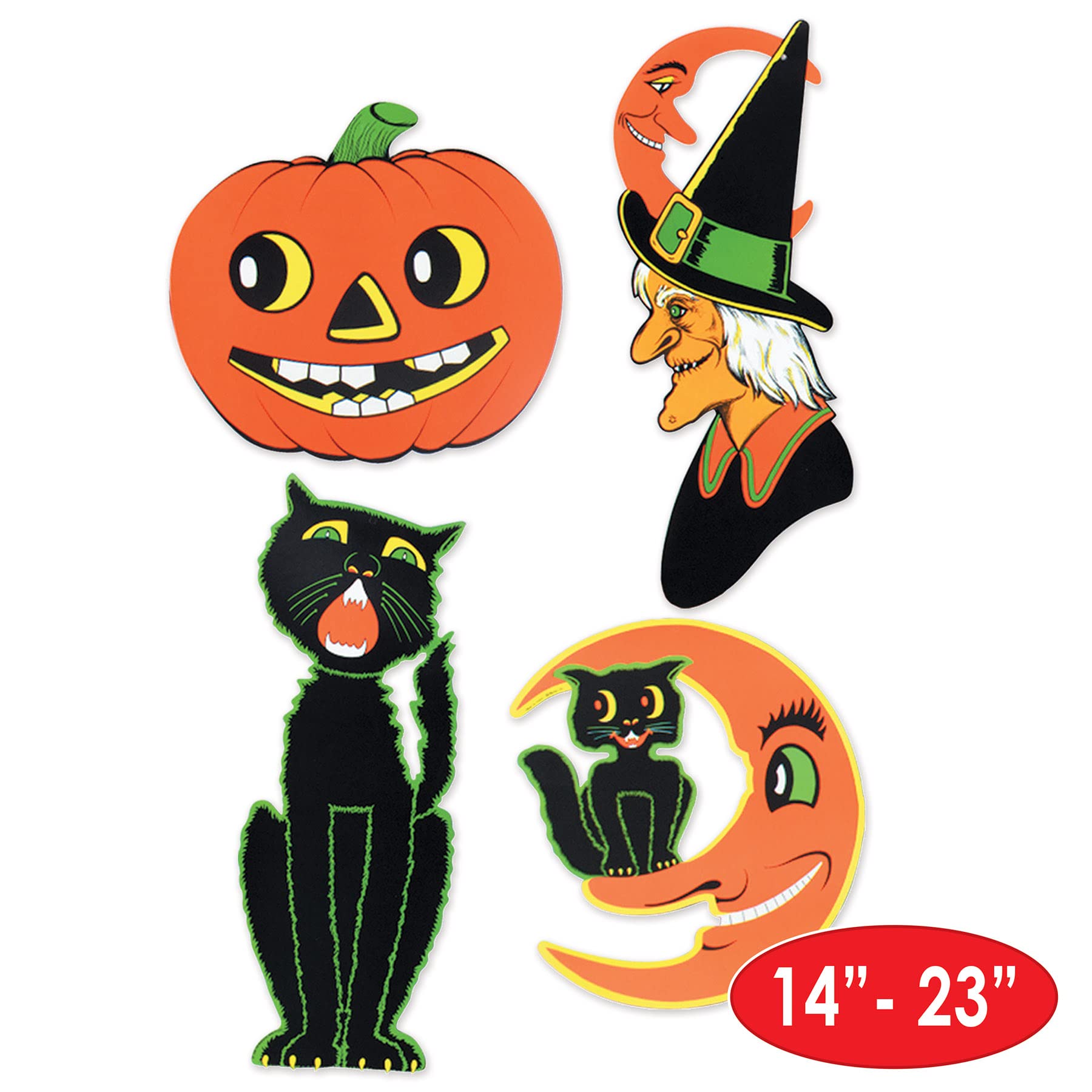 Beistle 8 Piece Retro Vintage Paper Halloween Decoration Cut Outs