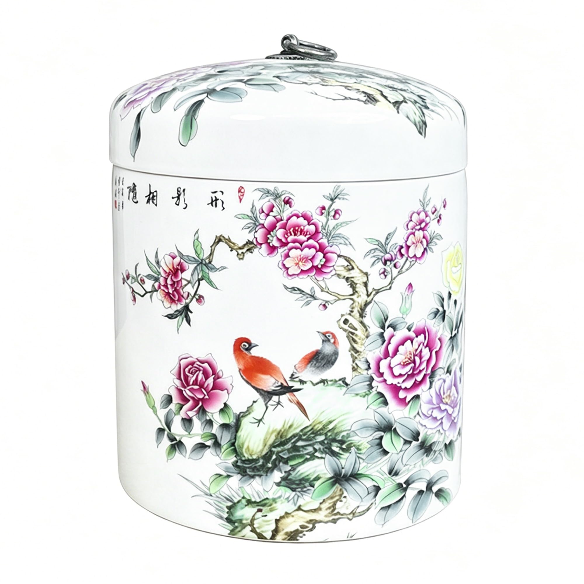 Ceramic Rice Storage Container With Lid, Large Capacity Food Jars For Pantry Organization, Airtight Grain & Tea Storage Bin, Chinese Style Flour & Sugar Box, Porcelain Coffee Bean Canister(B,10kg)