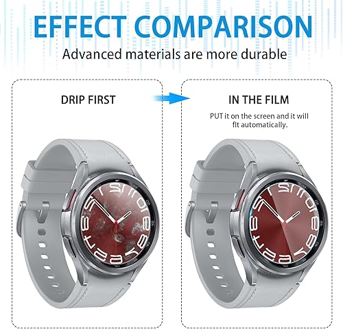 Miniatura 3 de Suoman Paquete de 4 protectores de pantalla para Samsung Galaxy Watch 6 Classic de 1.693 in, antiarañazos 2.5D 9H película protectora de pantalla de