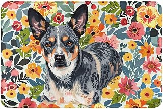 Cattle Dog Florals Prints Door Mats Non-Slip Bath Mat Kitchen Rug Carpet for Indoor Outdoor 15.7 X23.6 inch