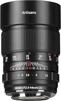 7artisans 60mmF2.8 Macro 2X Manual Focus Full Frame Mirrorless Camera Lens Compatible for Canon RF Mount Cameras EOS-R RP R3 R5 R6 etc.