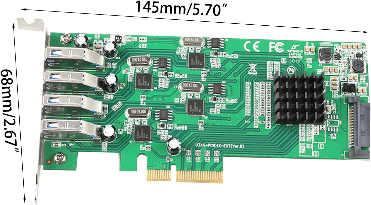 20Gbps PCIE to USB Adapter 4 Independent Pass USB Expansion Cards with 15-PIN Port Adapter for PC Desktop