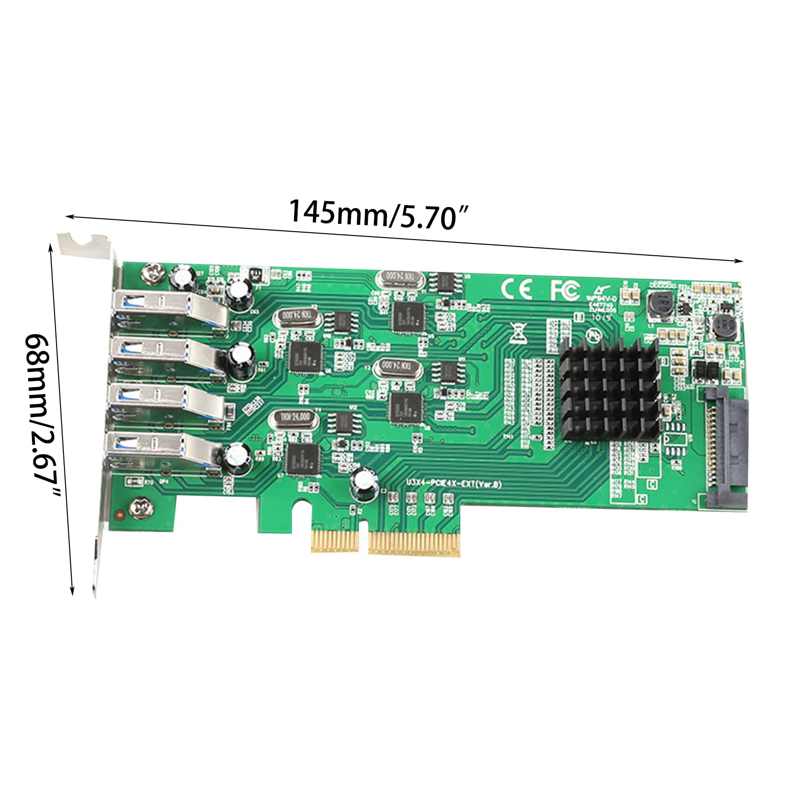 Carte d'extension PCIE 20 Gbit/s 4 ports USB vers PCI-Express Controller Adaptateur convertisseur avec port 15 broches
