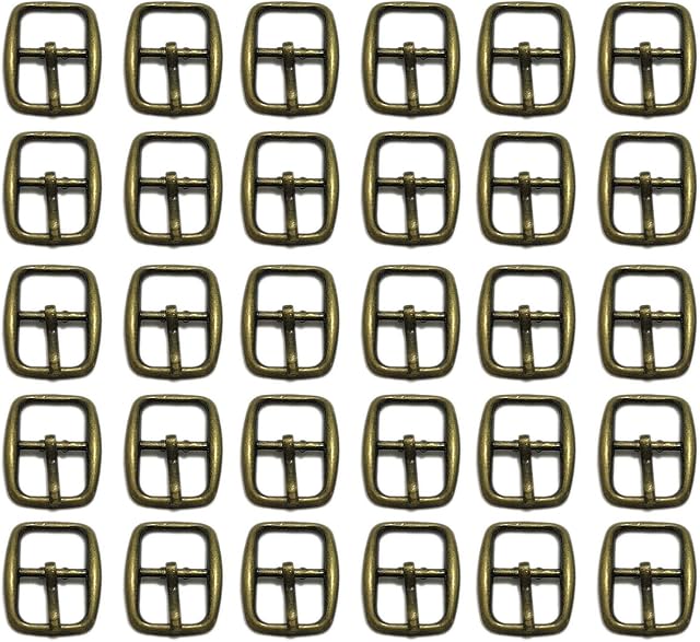 Mousyee Metal Roller Buckles, 30 Pcs Roller Buckles, 12MM Metal Shoe Buckles, Fine Square Metal Buckles, Belts Hardware Pin Buckles for Making Handbag, Backpack, Luggage Bag DIY Accessories (Copper)