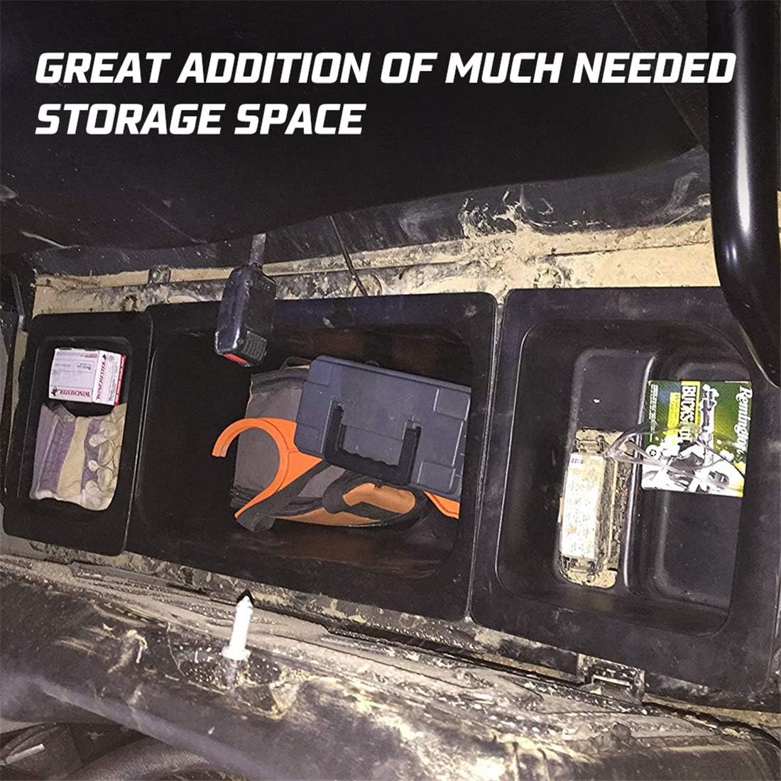 Kiwi Master Under Seat Storage for 2015-2021 Polaris Ranger 500/570 Mid-Size Organizer Tray Storage Box Bin Set (fits: PRO-FIT Cage Model, 50 inch Wide)