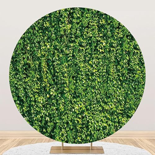 Renaiss Cubiertas de fondo redondas de hojas verdes de 7.5 x 7.5 pies para sesión de fotos, hombre y mujer, retrato de follaje, círculo de pared,