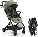 Gromast Compact Fold Baby Stroller, Lightweight Travel Toddler Stroller with One-Click Fold, Extendable UPF50+ Canopy, Cup Holder, UV Protected and Waterproof, One-Hand Folding - Black