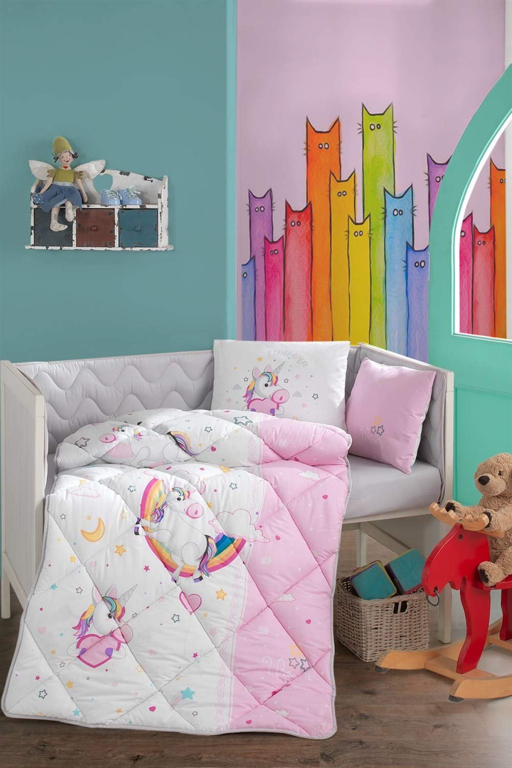 Juego de cama para bebé (90 x 145 cm, 6 piezas)