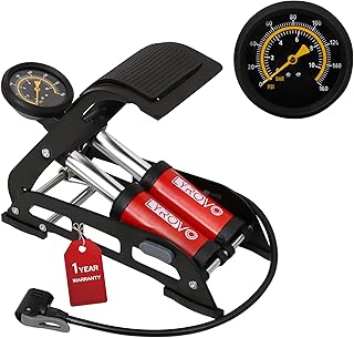 Lyrovo 160 PSI Double Cylinder Portable Foot Pump Air Tyre Inflator for car Bike and Cycle, Red