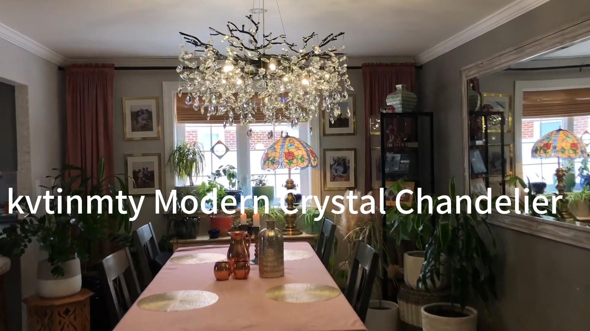 kvtinmty Modern Black Crystal Tree Branch Chandelier,14-Light 40