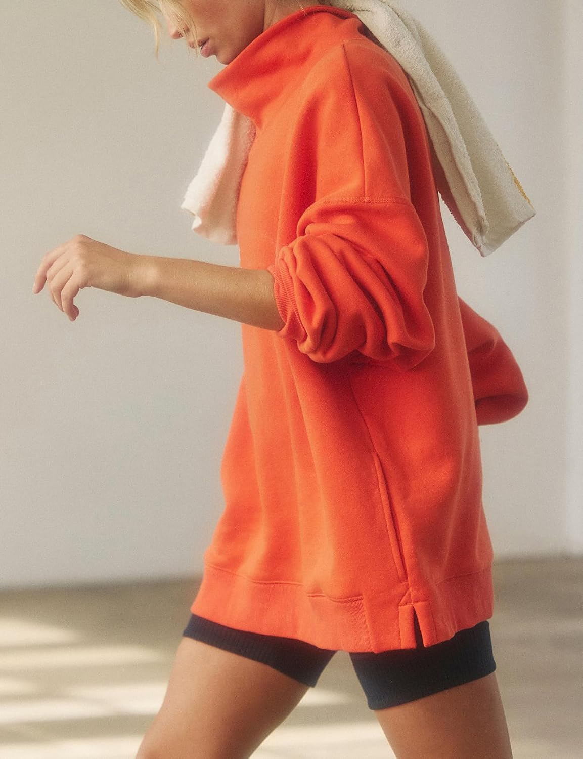 Womens Oversized Mockneck Sweatshirts Long Sleeve Turtleneck Pullover Casual Fall Drop Shoulder Hoodies Tops - Image 3