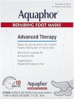 Aquaphor Repairing Foot Masks for Dry Cracked Feet - Hydrating Moisturizing Socks with Avocado Oil & Shea Butter, 6 Pack
