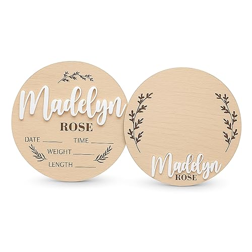 Set of Personalized Baby Announcement Signs, Birth Stats & Footprint,