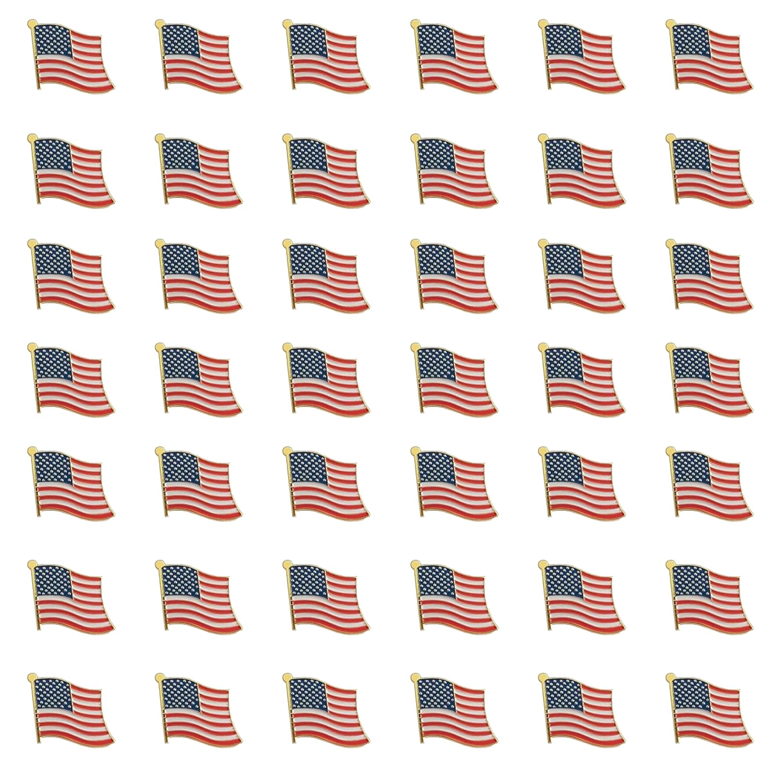 TONOS Exquisite American Flag Lapel Pin - Stars and Stripes USA Flag (50pc)