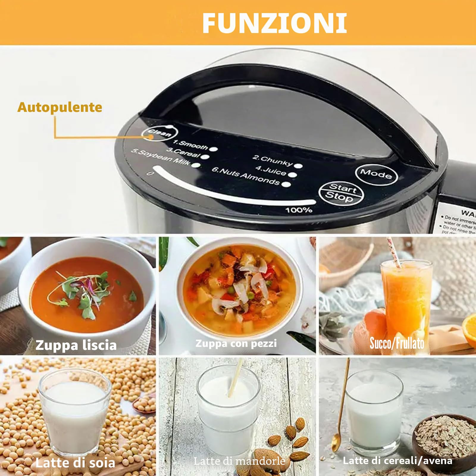 Macchina per Latte di Soia e Noci, 1,2L Produttore di Latte a Base Vegetale con Funzione di Autopulizia e Set di Filtri, Ideale per Preparare Latte di Soia, Mandorla, Avena e Vegano