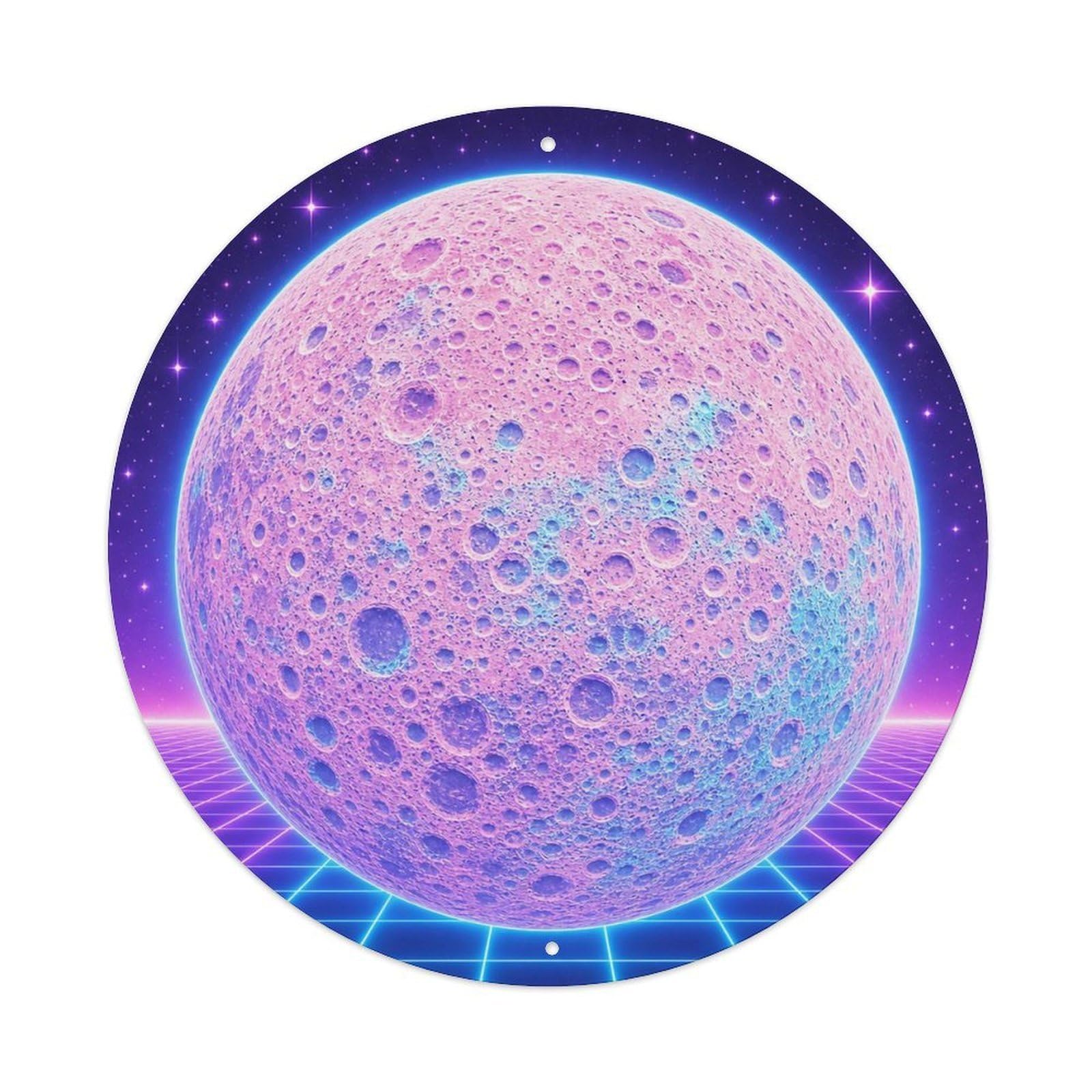 Odgynaw 8X8inch(20X20cm) Stellar Moon Far Side Lunar Surface Cosmic Night Sky Metal Tin Sign