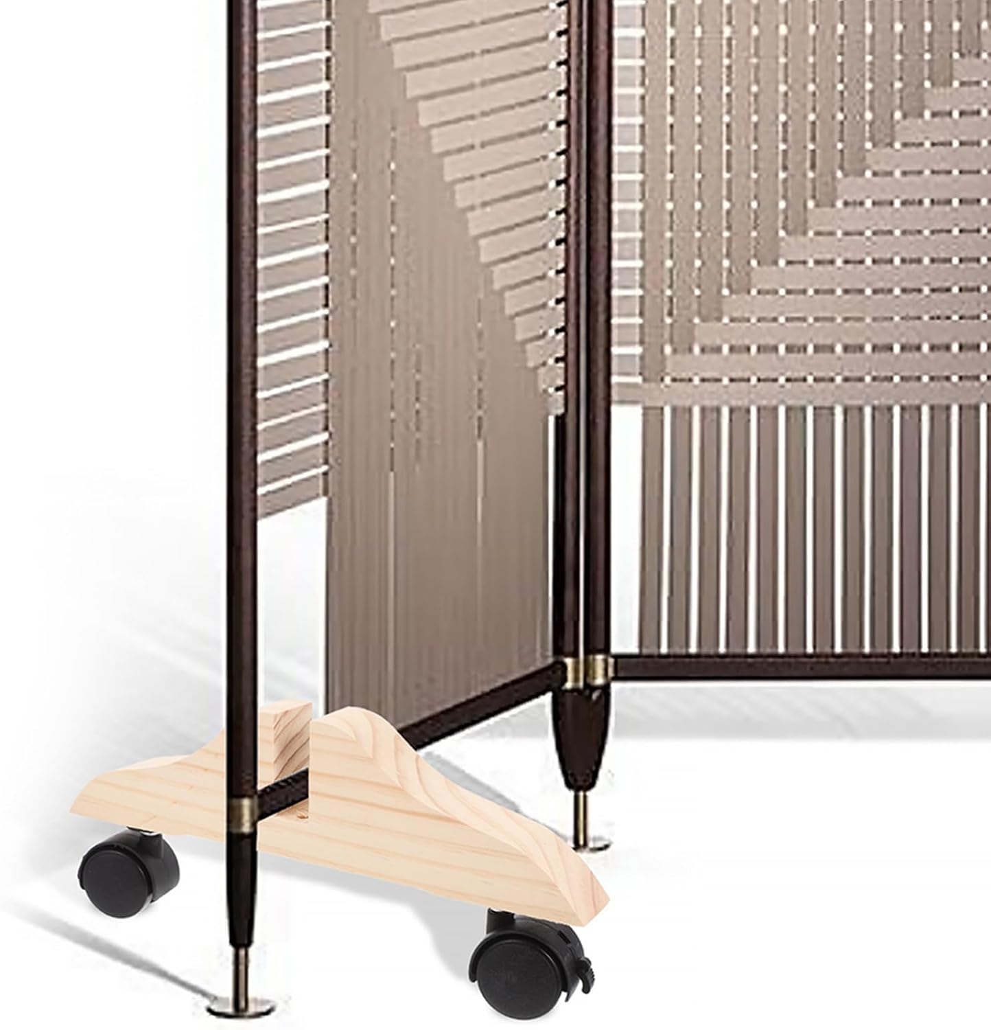 3pcs Room Divider Holder Stand with Wheels, Wood Privacy Screen Panel Support Feet, Room Screen Holder Feet Partition for Gathering Spaces, Holiday and Seasonal Displays