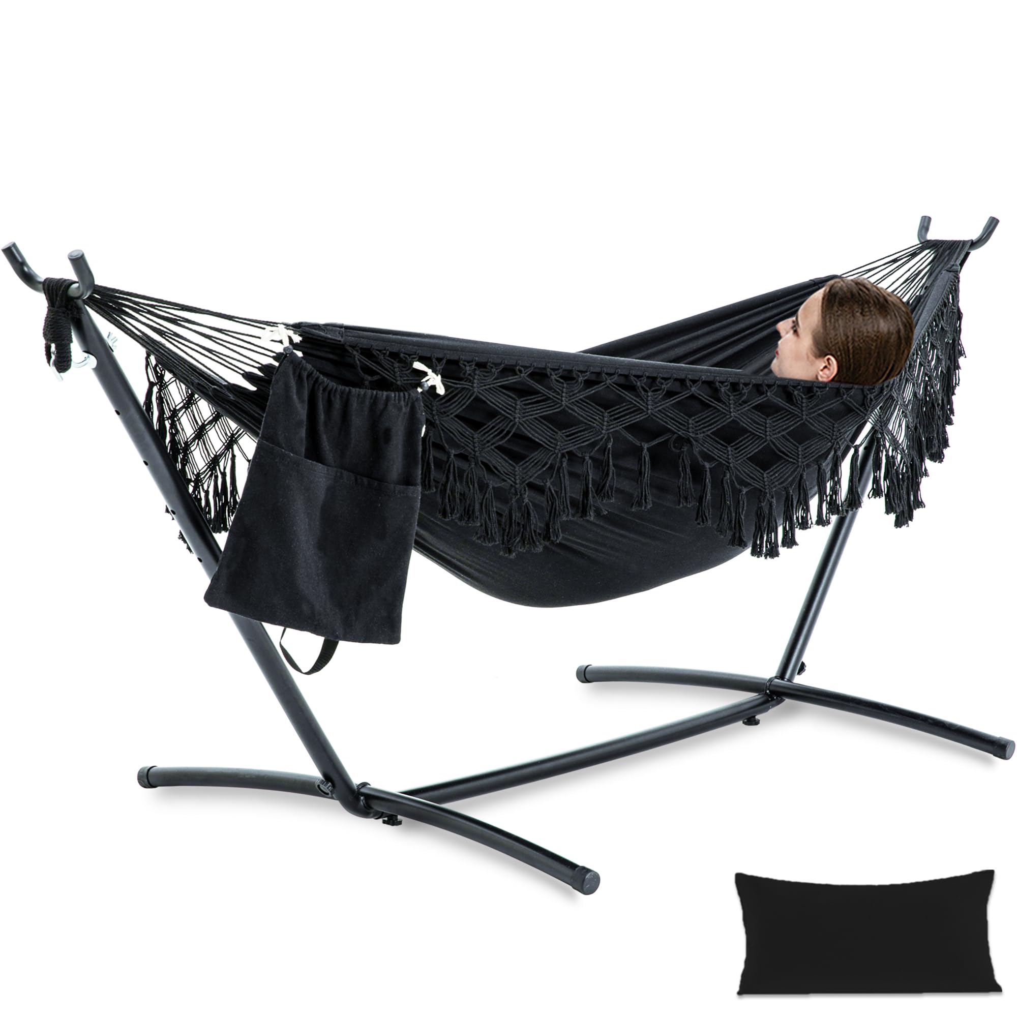 PNAEUT Handmade Tassel Hammock with Stand