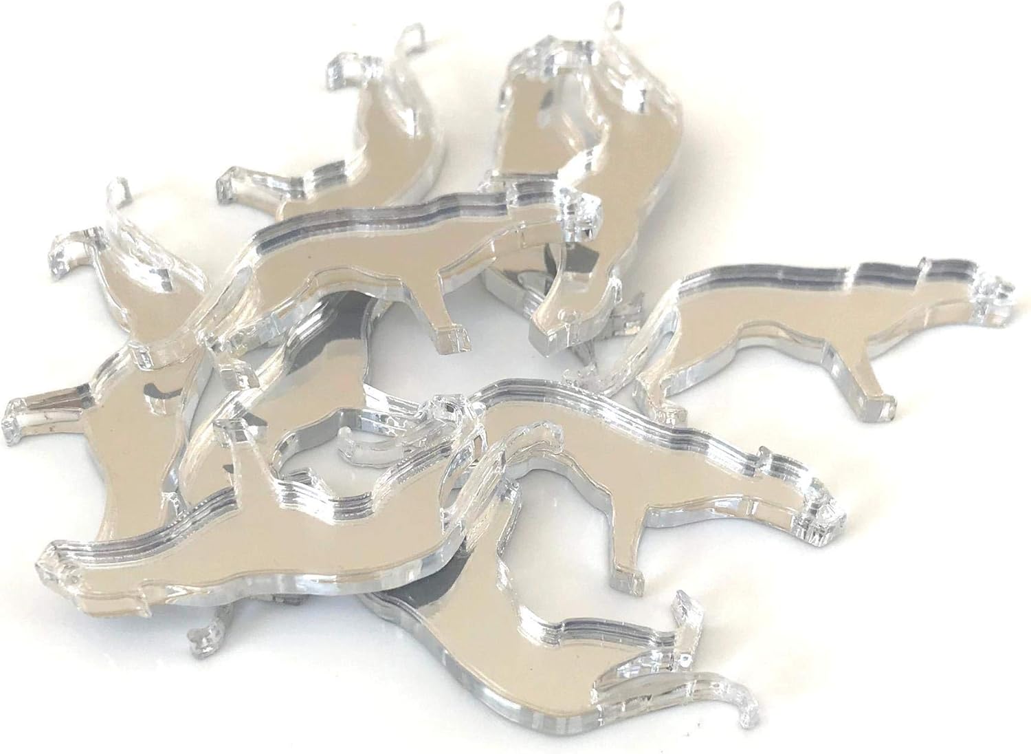 Super Cool Creations Jaguar Shaped Crafting Mirrors, Set of 10, Many Colours, Shatterproof Acrylic, Gold Mirror, Pack of 20 x 2cm