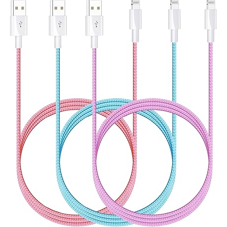 iPhone Charger 10ft Lightning Cable [3/3/6/6/10ft] MFi Certified Fast Nylon Braided