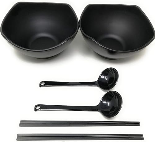 Miniatura 5 de TJ Global Juego de cuencos de sopa de fideos japoneses de melamina de 56 onzas de plástico duro para fideos asiáticos Udon Soba Pho - 8.27 x 4.72