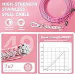 VST Dog Tie Out Cable 50FT-600LBS Break Strength,Heavy Duty Dog Leads for Yard with Shock Absorbing Spring & Lockable Hook,Outside Long Leash Cable,Chew Proof Dog Line for Small Medium Large Dogs