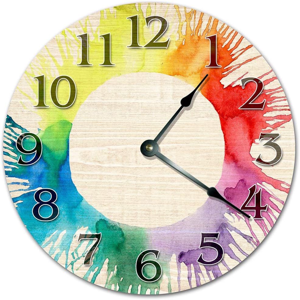 10.5" Creative Watercolor Artsy Clock - Colorful Clock - Large 10.5" Wall Clock - Home Decor Clock