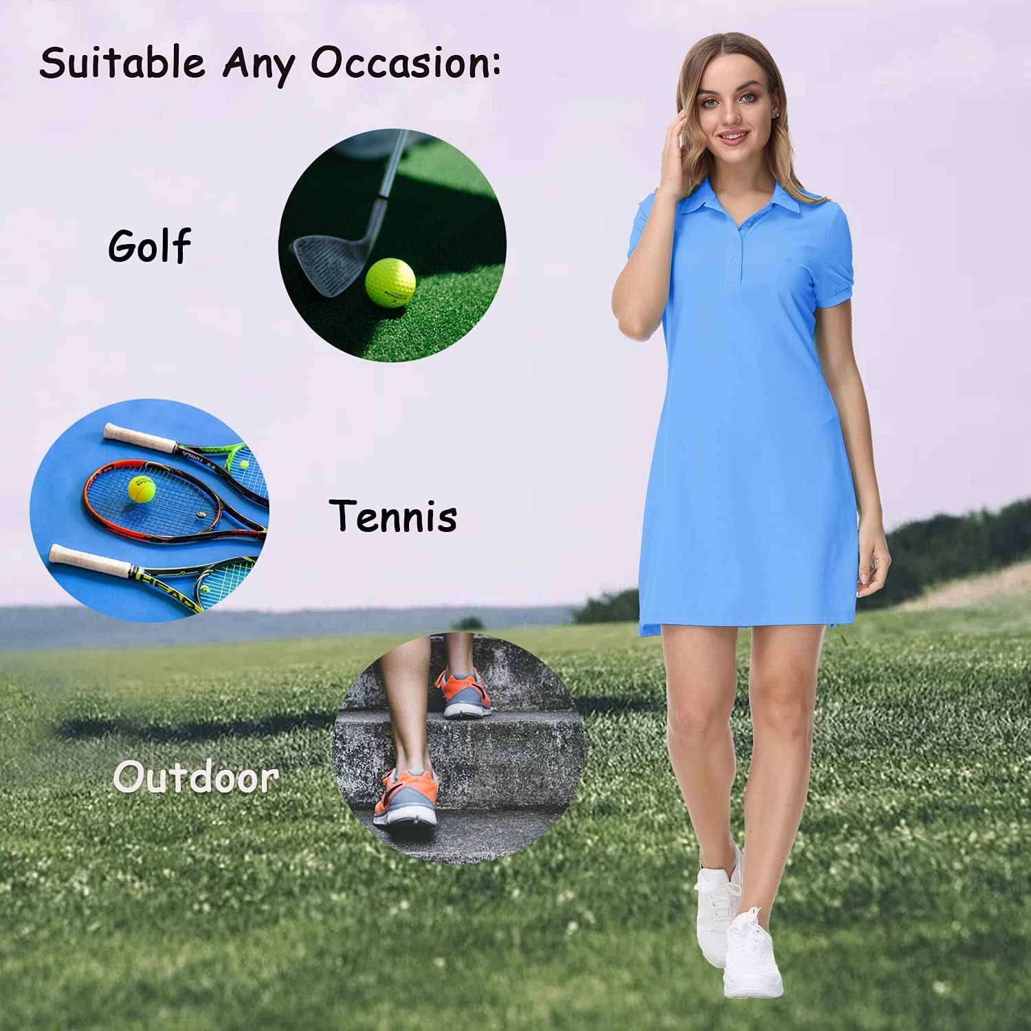 JINSHI Women T Shirt Dress Hiking/Tennis/Golf/Leisure Comfortable and Soft Athletic Dress for Women - Image 6