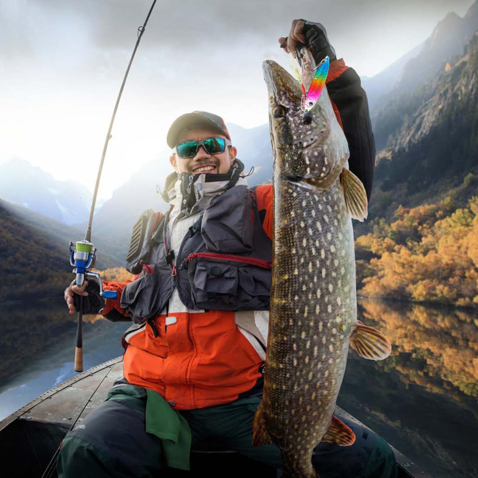 6 Pezzi Esche Artificiali da Pesca, 15g Pesca Popper Lure, Esca da Pesca Artificiale Spinning, 3D Esche Artificiali Spinning Mare per Acqua Dolce, Acqua Salata