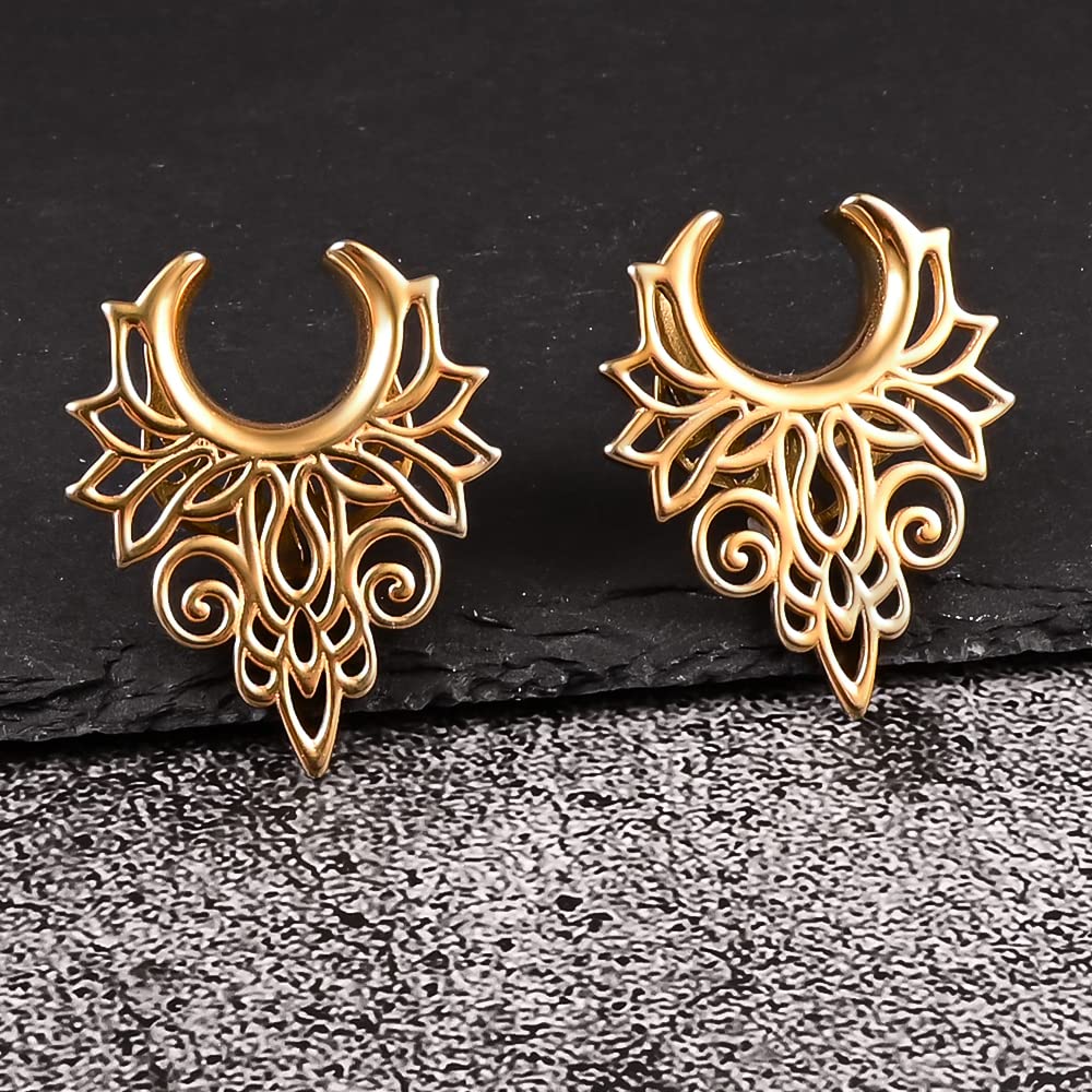 Vankula Ohr Tunnel 1 Paar Sattel Flesh Plugs Hohl Edelstahl für männer damen Ohrpiercing Gestreckte Schmuck8mm bis 19mm