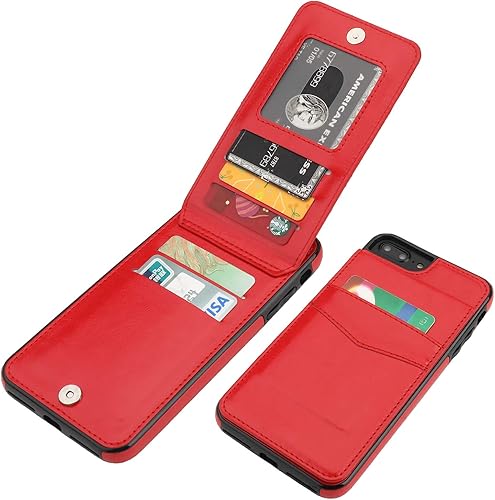 Miniatura 8 de KIHUWEY Funda tipo cartera para iPhone 78 Plus con soporte para tarjeta de crédito, cierre magnético de cuero de primera calidad, función atril,