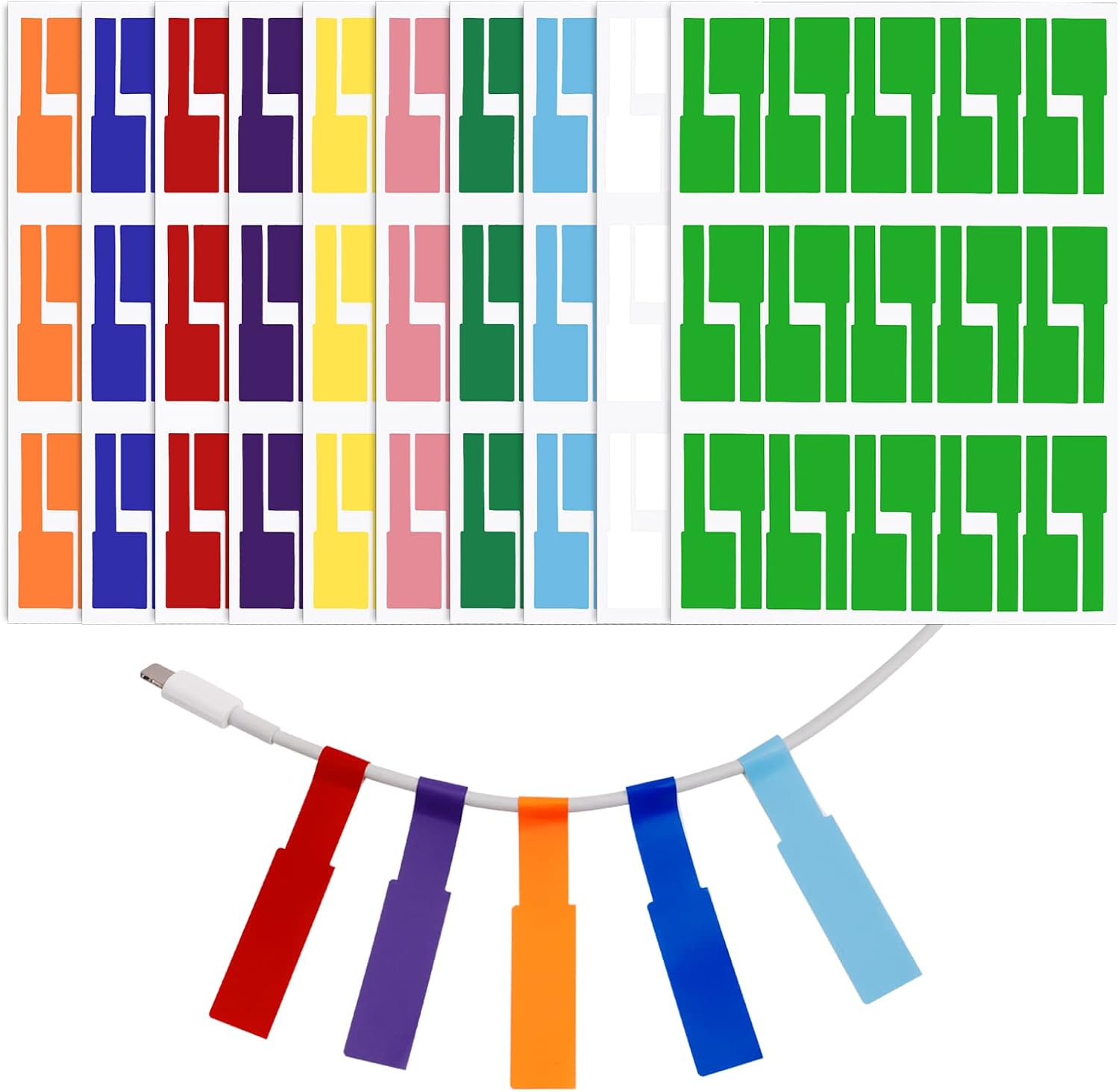 Fuyamp 300 PCs Cable Labels SelfAdhesive Cable Label Stickers Waterproof Cable Markers Tear