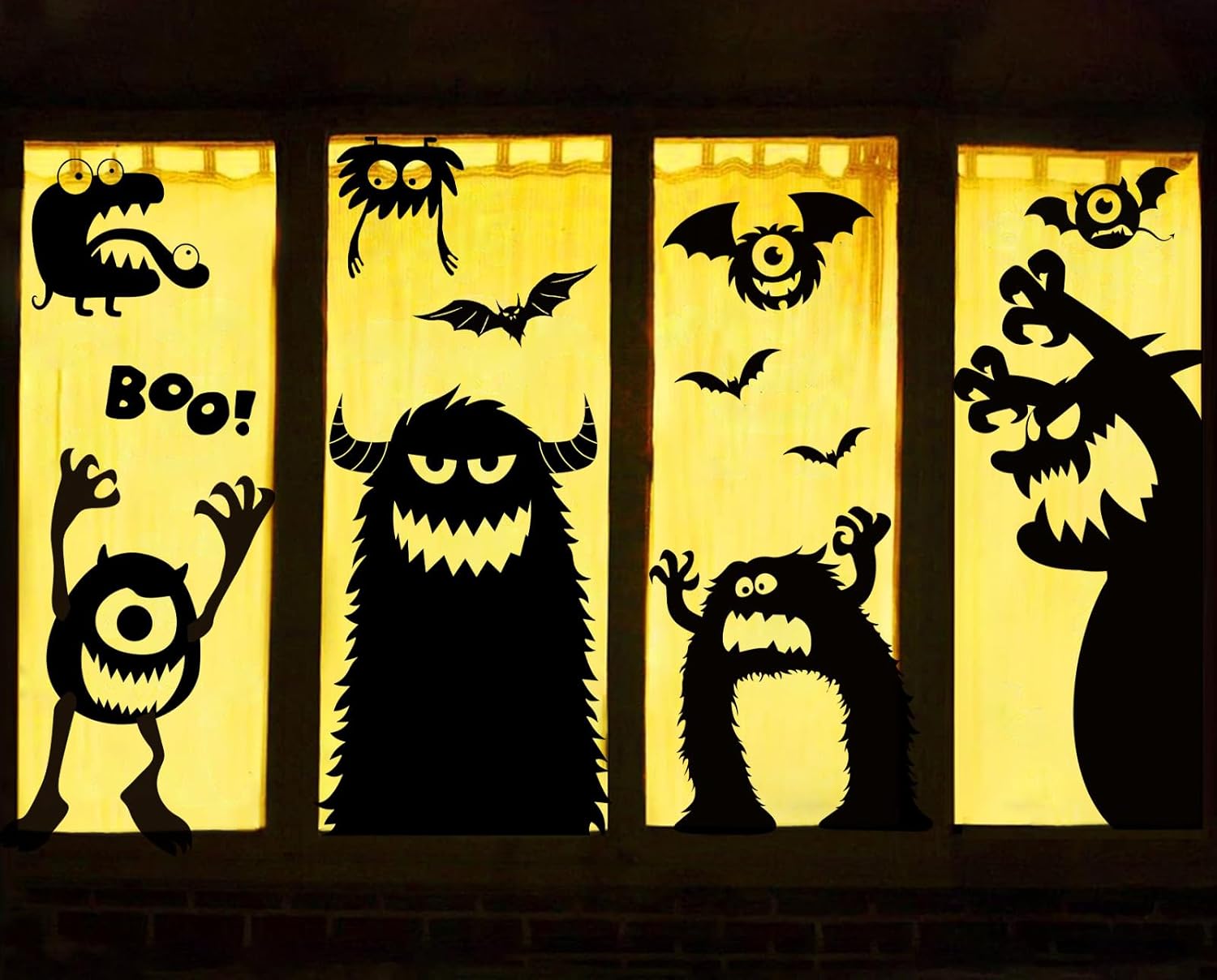 Large Halloween Window Clings Decorations Halloween Window Silhouette Decorations Scary Monster