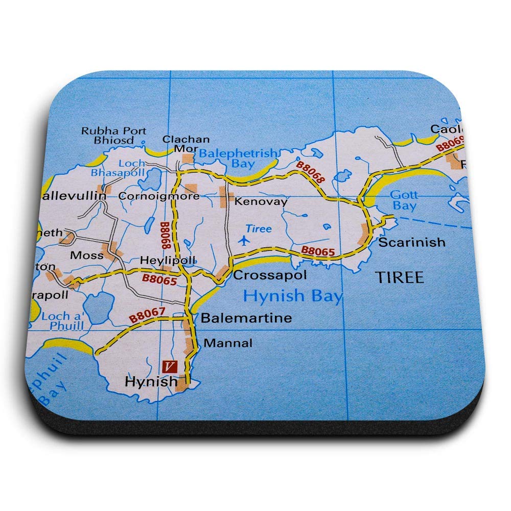 Destination Vinyl Ltd Multicolor 1 X Square Mdf Fridge Magnet - Isle Of Tiree Scotland Travel Uk Gb Map 45414