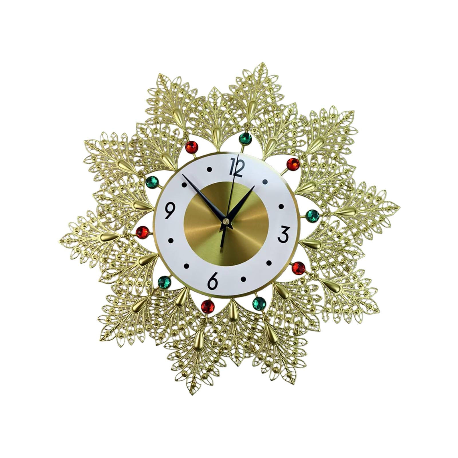 Msioytog Crystal Leaves Wall Clock Silents None Ticking Clocks Decorative Large Modern Wall Clock for Living Room Bedroom Decors Large Modern for Living Room