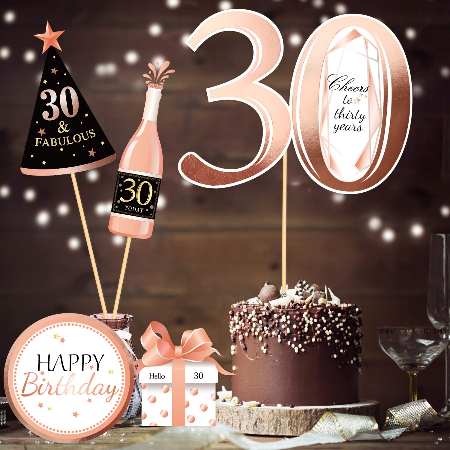 Set 12 Bastoncini Centrotavola Glitterati Per 30° Compleanno – Decorazioni Per Tavoli, Feste E Matrimoni