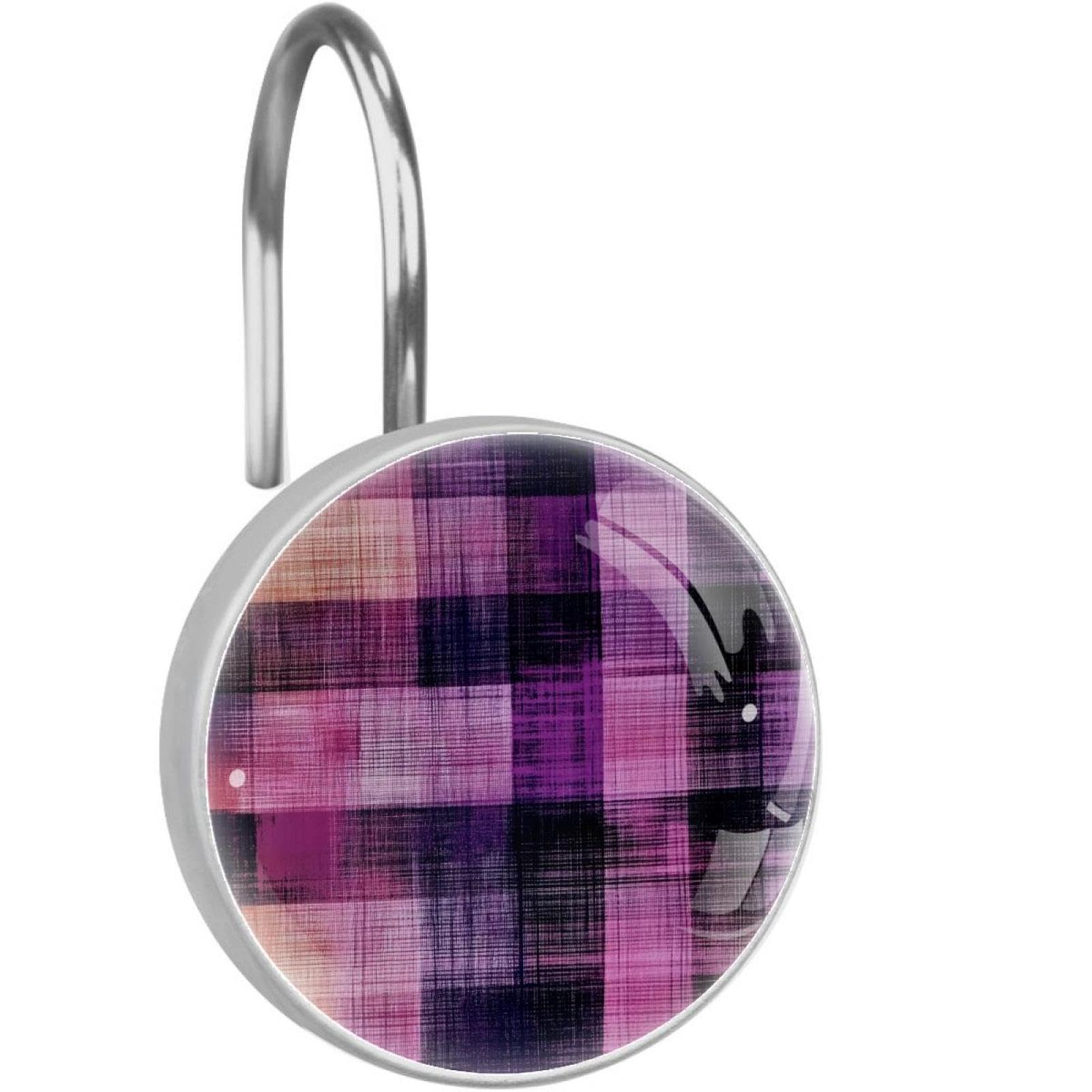 Crochets de rideau de douche en verre cristal aquarelle violet pour décoration raffinée
