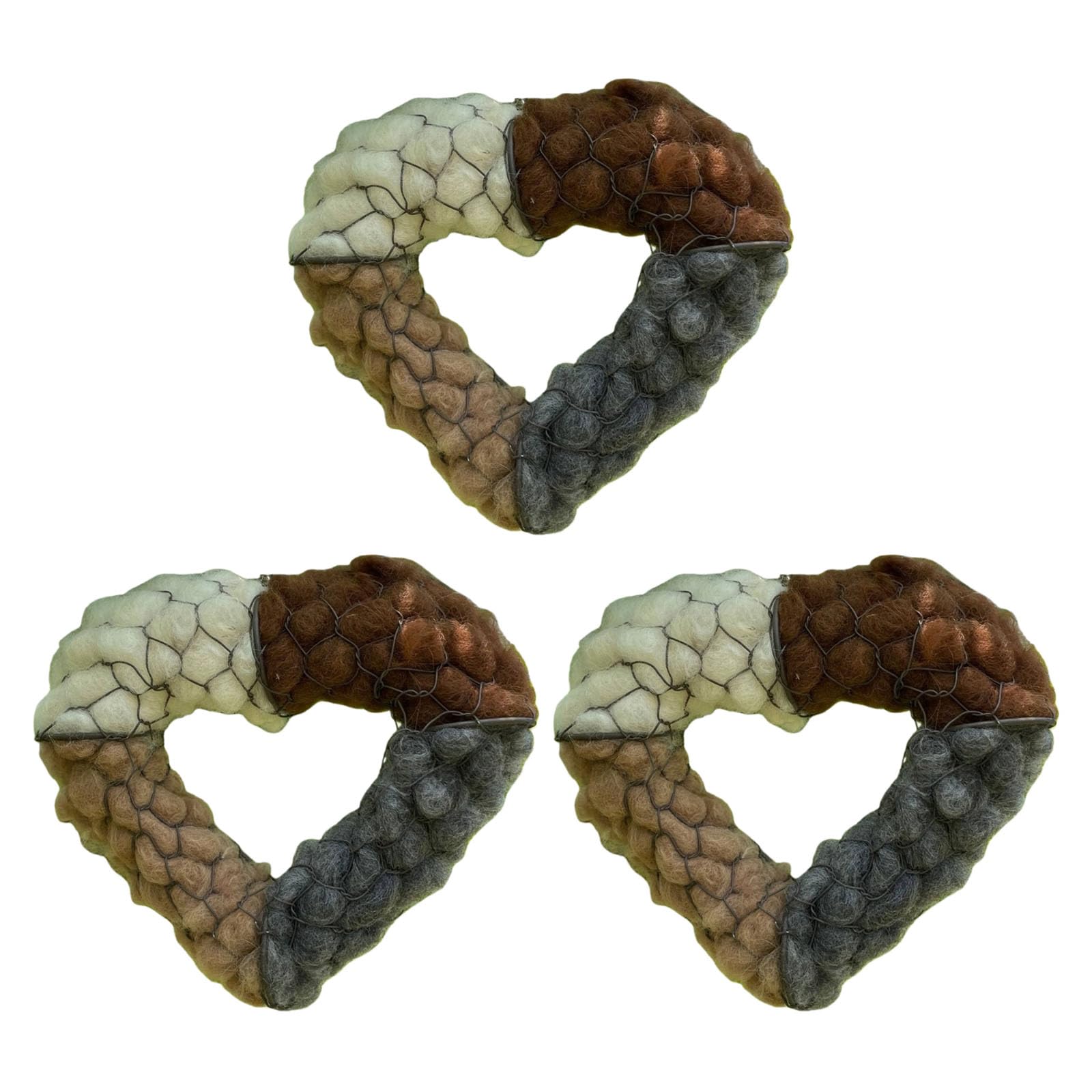 Nido de hierro para pájaros silvestres, corazón, refugio para pájaros silvestres, decoración de jardín, patio, recargable, con fibra de algodón, fácil de colgar, decoración de vida silvestre