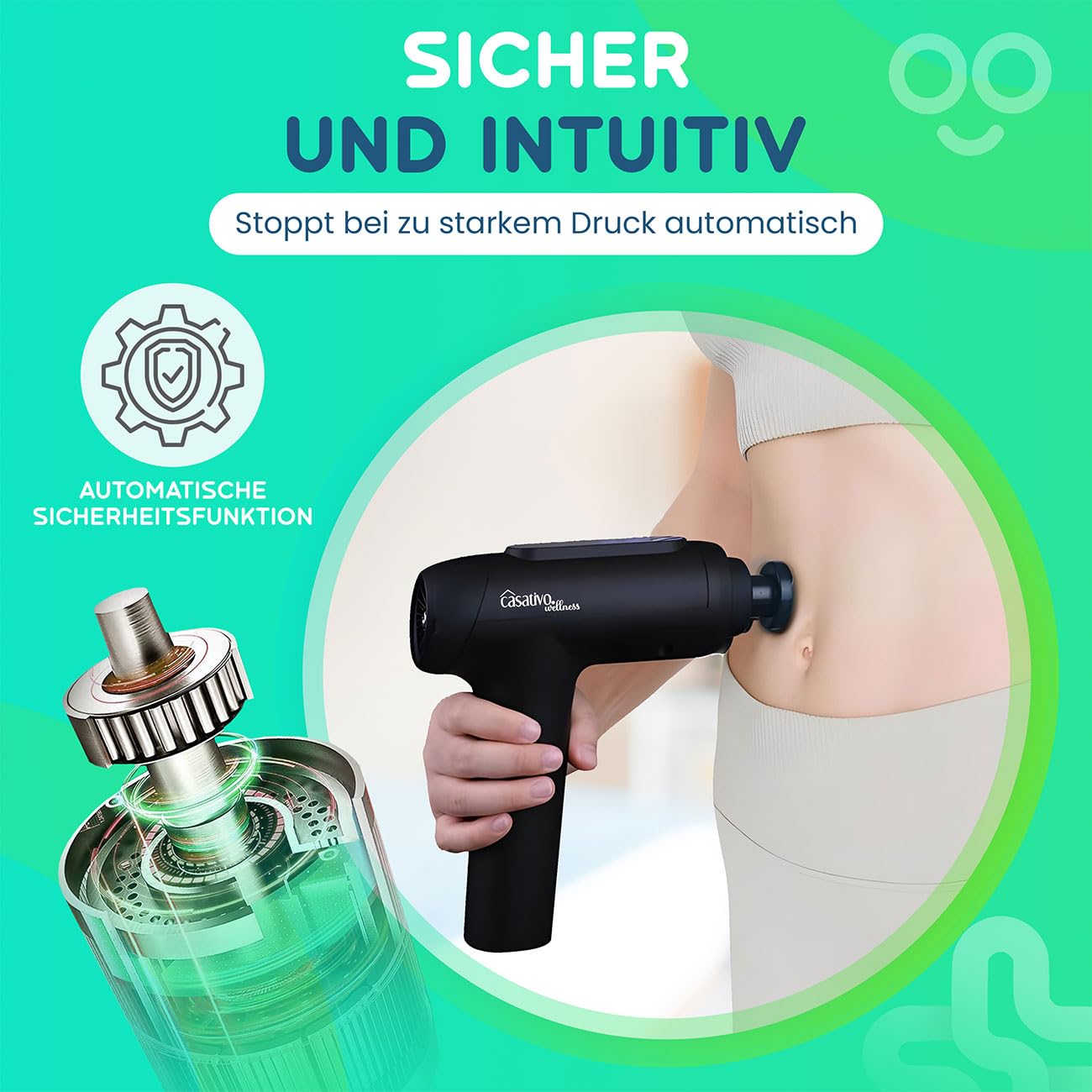 Professionelle Massagepistole, Massage Gun, 6 Köpfe, 20 Intensitätsstufen, Muskel Massagegerät, Akkubetrieb Massagegerät für Oberschenkel, Bauch, Schulter, Nacken und Rücken
