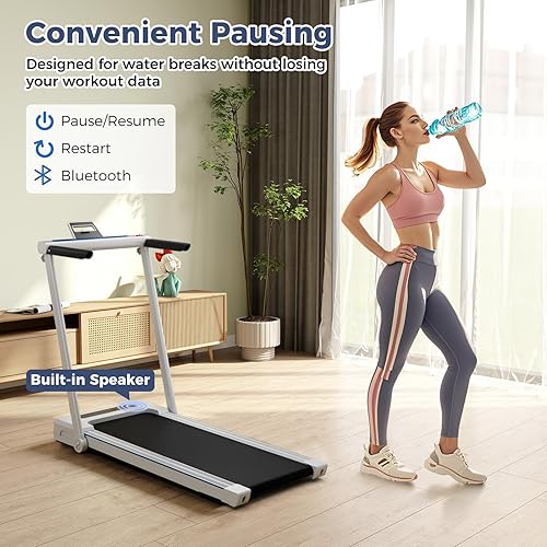 Miniatura 6 de GYMAX Cinta de correr con escritorio, caminadora 3 en 1 para debajo del escritorio, almohadilla para caminar con escritorio extraíble, monitor LED,