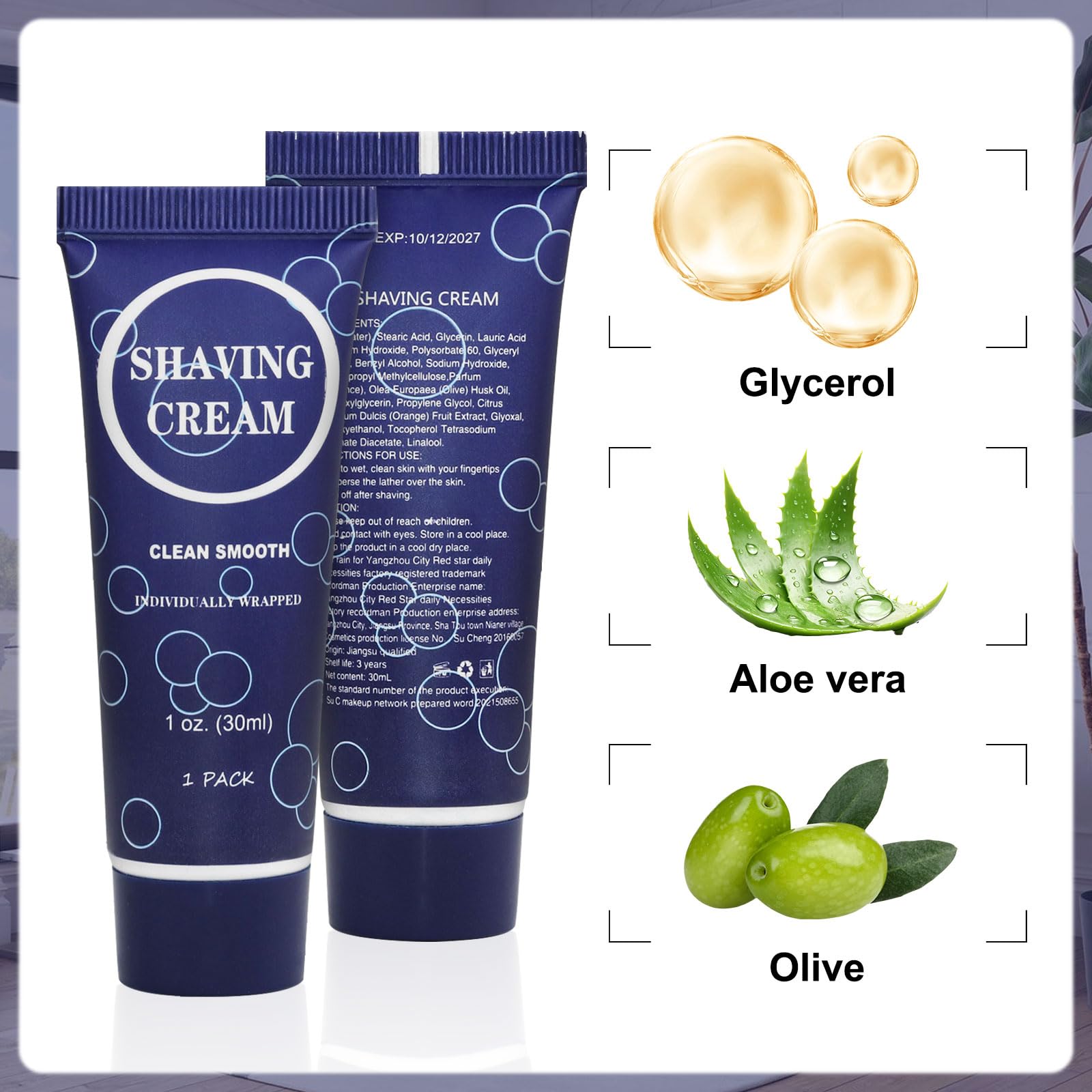 Set di rasoi da barba usa e getta, confezionati singolarmente, rasoi manuali a doppia lama, rasoi da barba lisci con mini crema da barba, articoli da toeletta per hotel, beneficenza, campeggio, viaggi