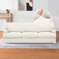 Vista 8 de molasofa Fundas de sofá con cojín en T con 3 fundas individuales en forma de cojín en T para decoración del hogar, 4 piezas elásticas, lavables, sin