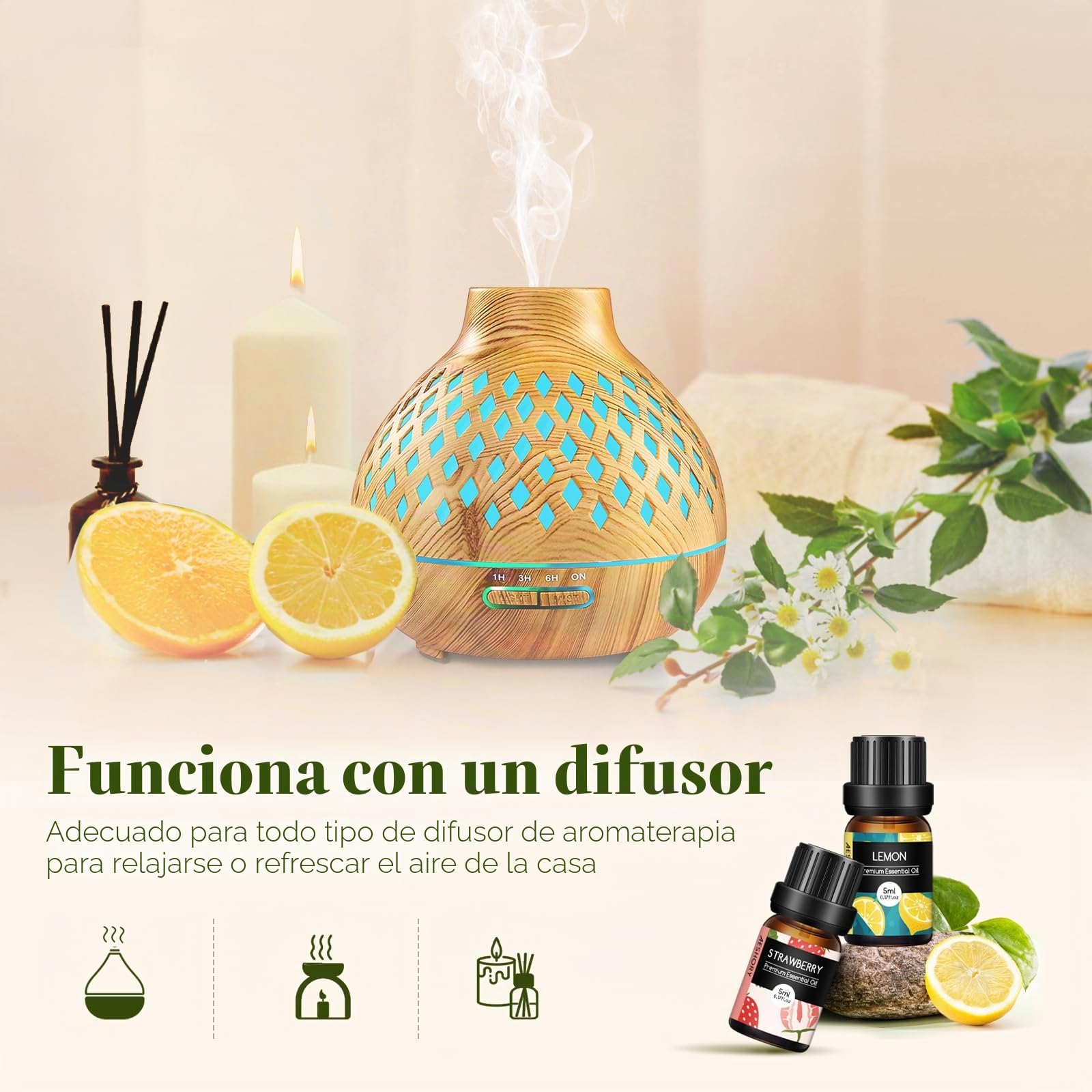 AESHORY Juego de Aceites Esenciales de Frutas 28 X 5ML, 100% Natural Aceite Esencial de Aromaterapia para Humidificador, Difusor, SPA, Masajes, Bricolaje Casero - Uva, Naranja, Piña, Fresa, Melocotón