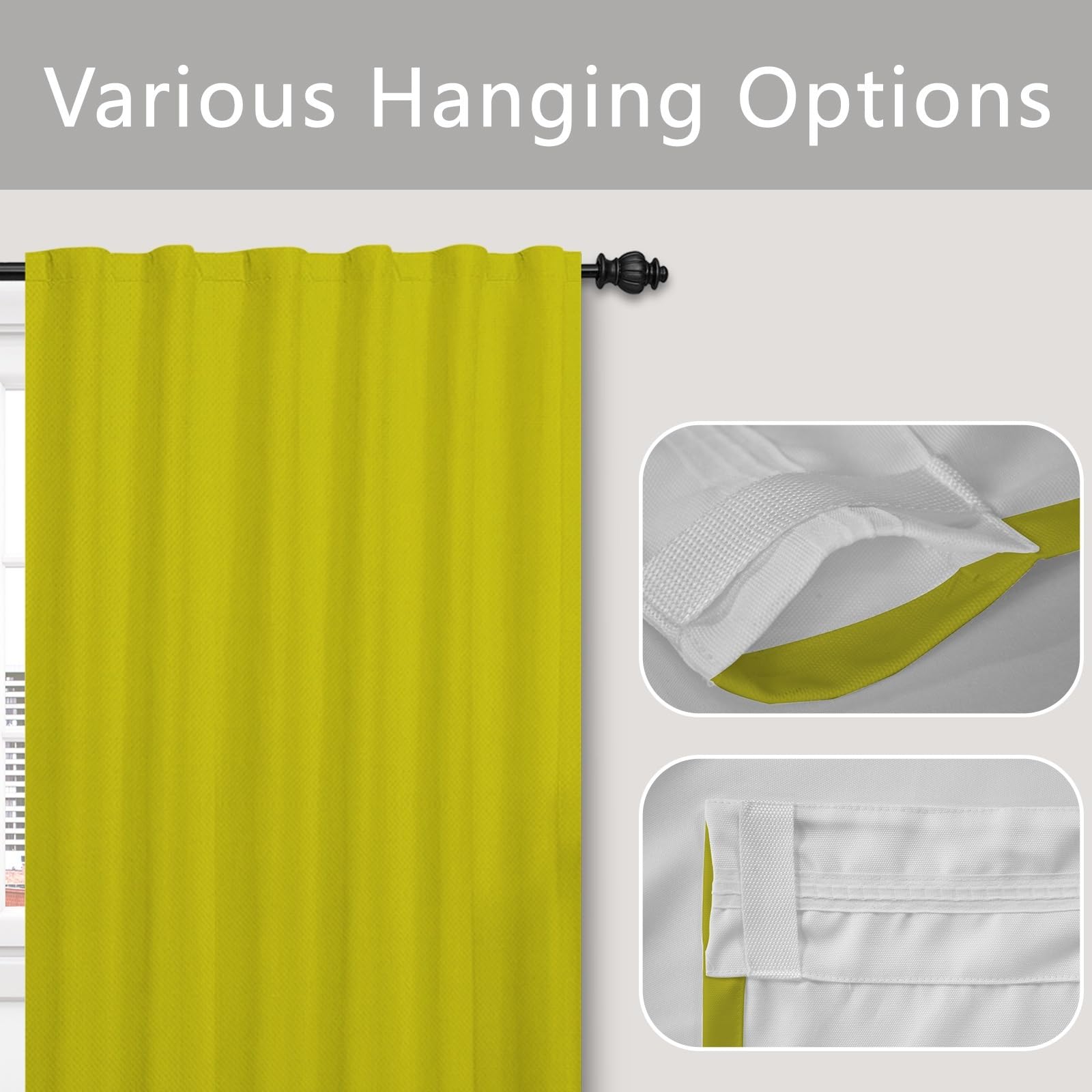 Cortinas modernas con bolsillo para cortinero para sala de estar, dormitorio, oficina, pasillo, panel interior de privacidad, ligero, plisado, 117 x 229 cm, 2 paneles