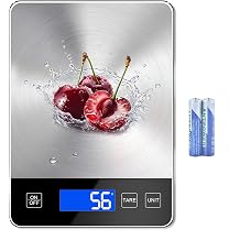 Digital Kitchen Scale, 33lb Food Scale Precisely Measures Grams and Ounces for Baking, Cooking, and Meal Prep, 304 Stainless Steel Weight Scale for Food with LCD Display, Batteries Included
