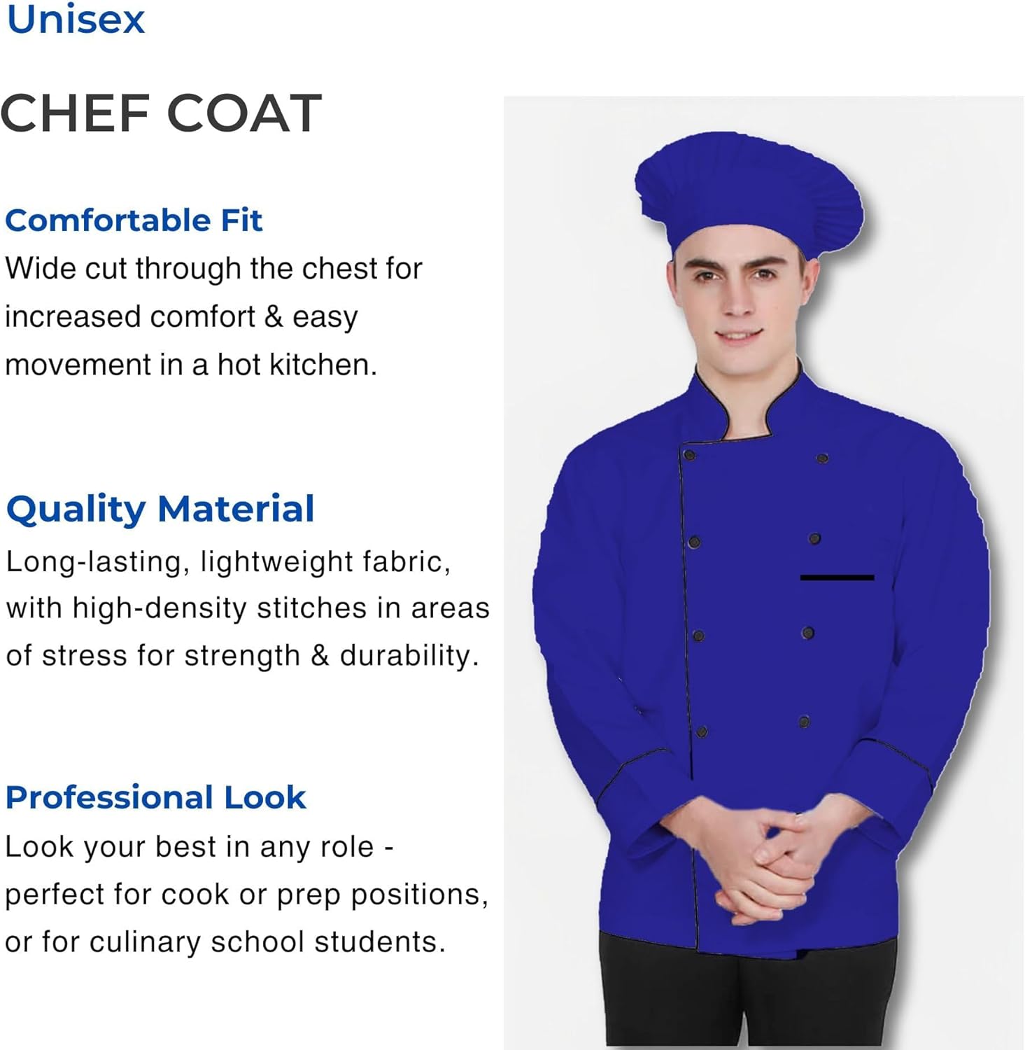 Men's Multi Color Chef Jacket/Light Weight Chef Coat With Contrast Black Piping(Size,S-5XL) - Image 4